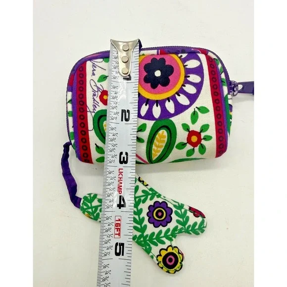 Vera Bradley Coin Wallet Cord Wrap Multicolor Floral Cotton Zip Bag - Picture 5 of 5